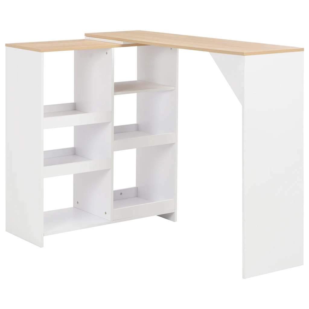 Bar Table with Moveable Shelf White 138x39x110 cm