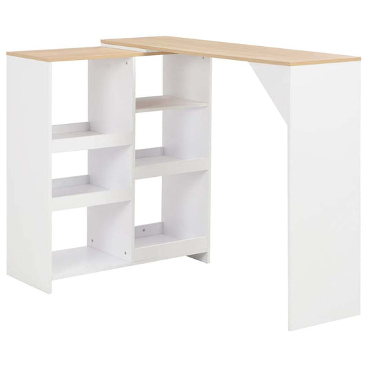 Bar Table with Moveable Shelf White 138x39x110 cm