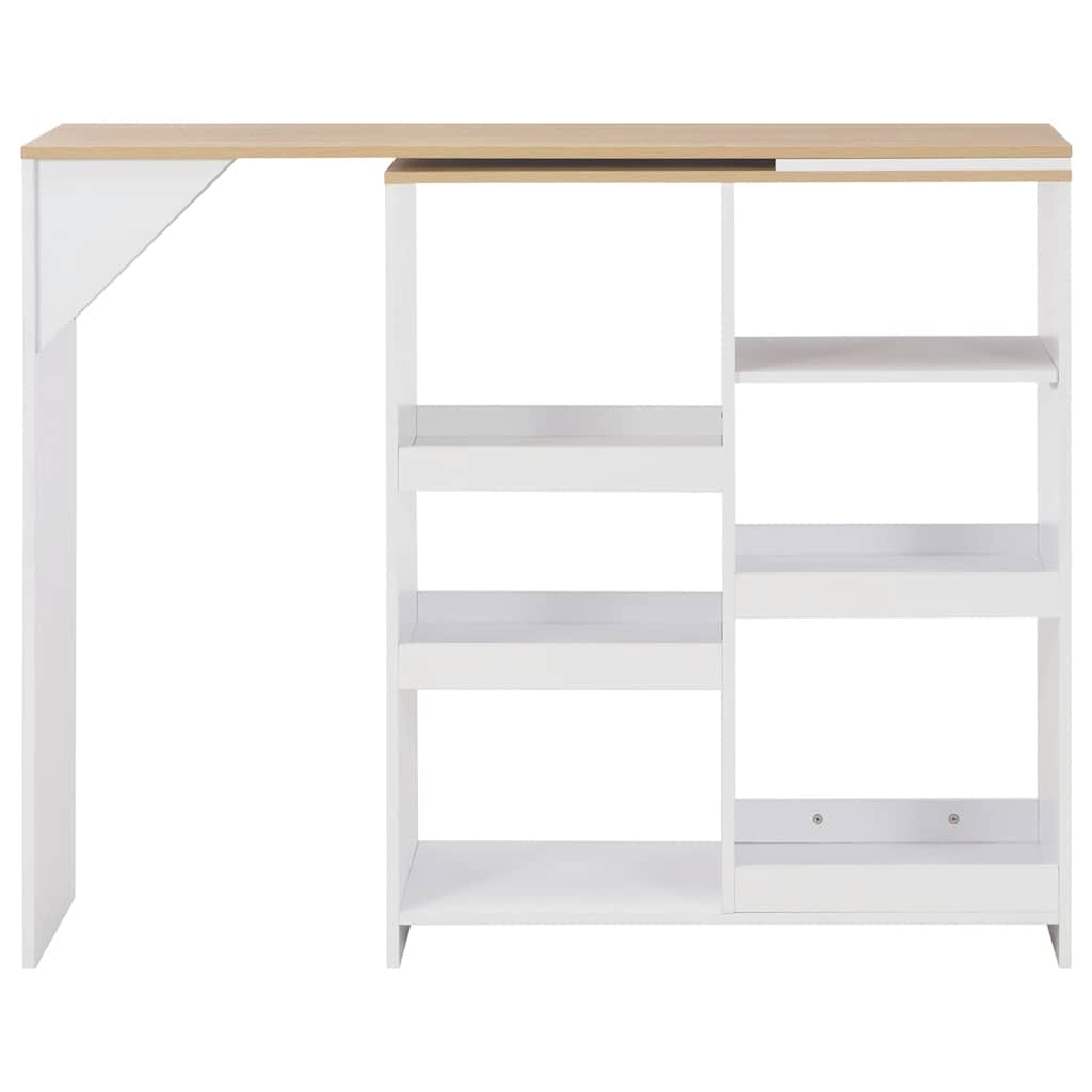 Bar Table with Moveable Shelf White 138x39x110 cm