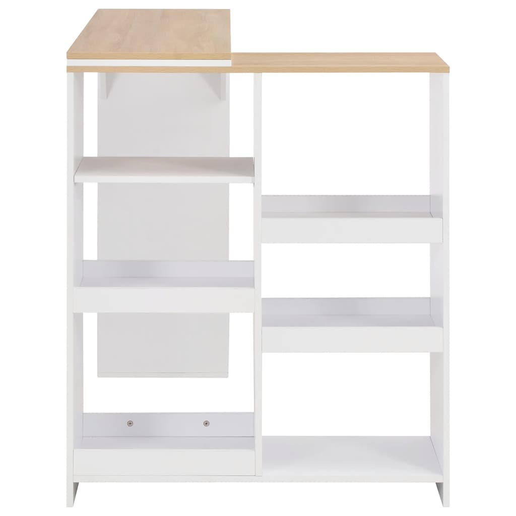 Bar Table with Moveable Shelf White 138x39x110 cm