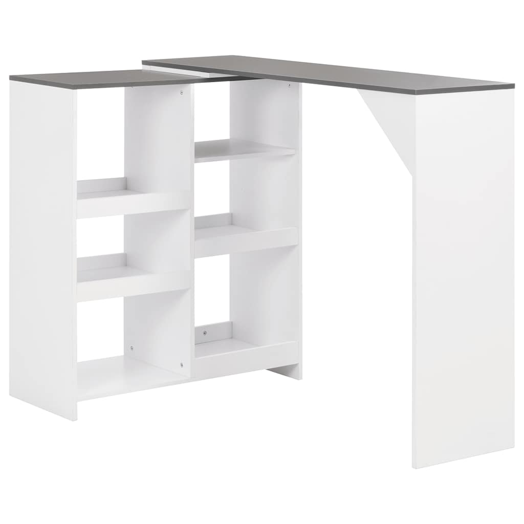 Bar Table with Moveable Shelf White 138x39x110 cm