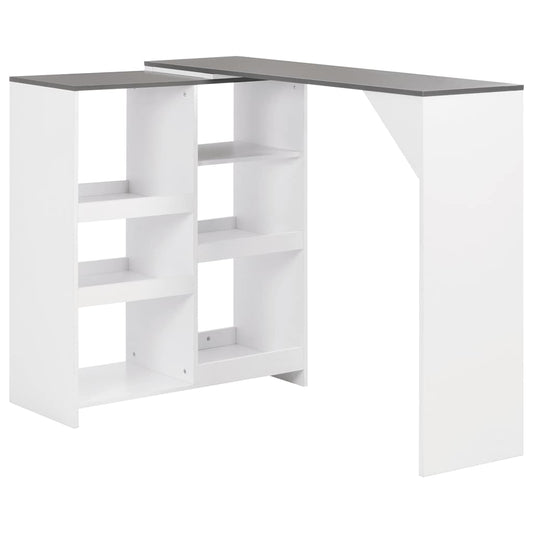 Bar Table with Moveable Shelf White 138x39x110 cm