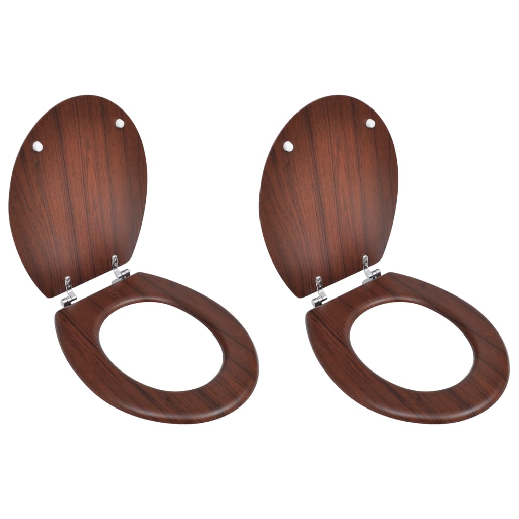 vidaXL Toilet Seats with Lids 2 pcs MDF Brown