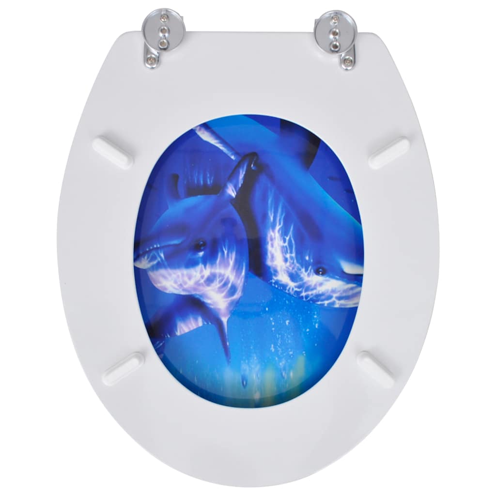 Toilet Seats with Lids 2 pcs MDF Dolphin