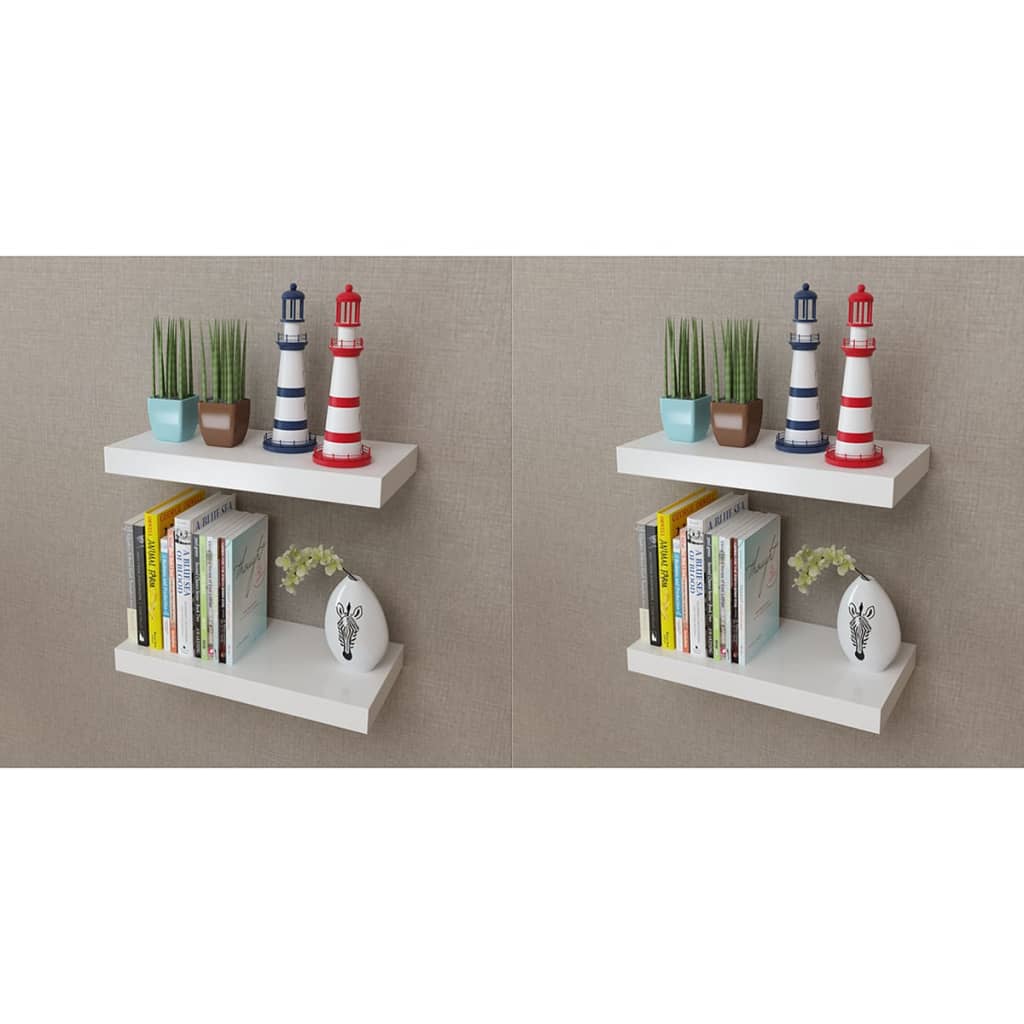 vidaXL Wall Shelves 4 pcs White 40 cm