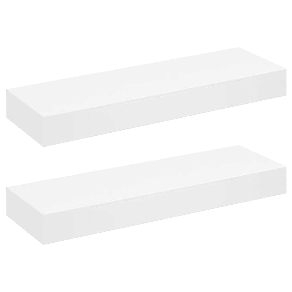 Floating Wall Shelves with Drawers 2 pcs White 80 cm