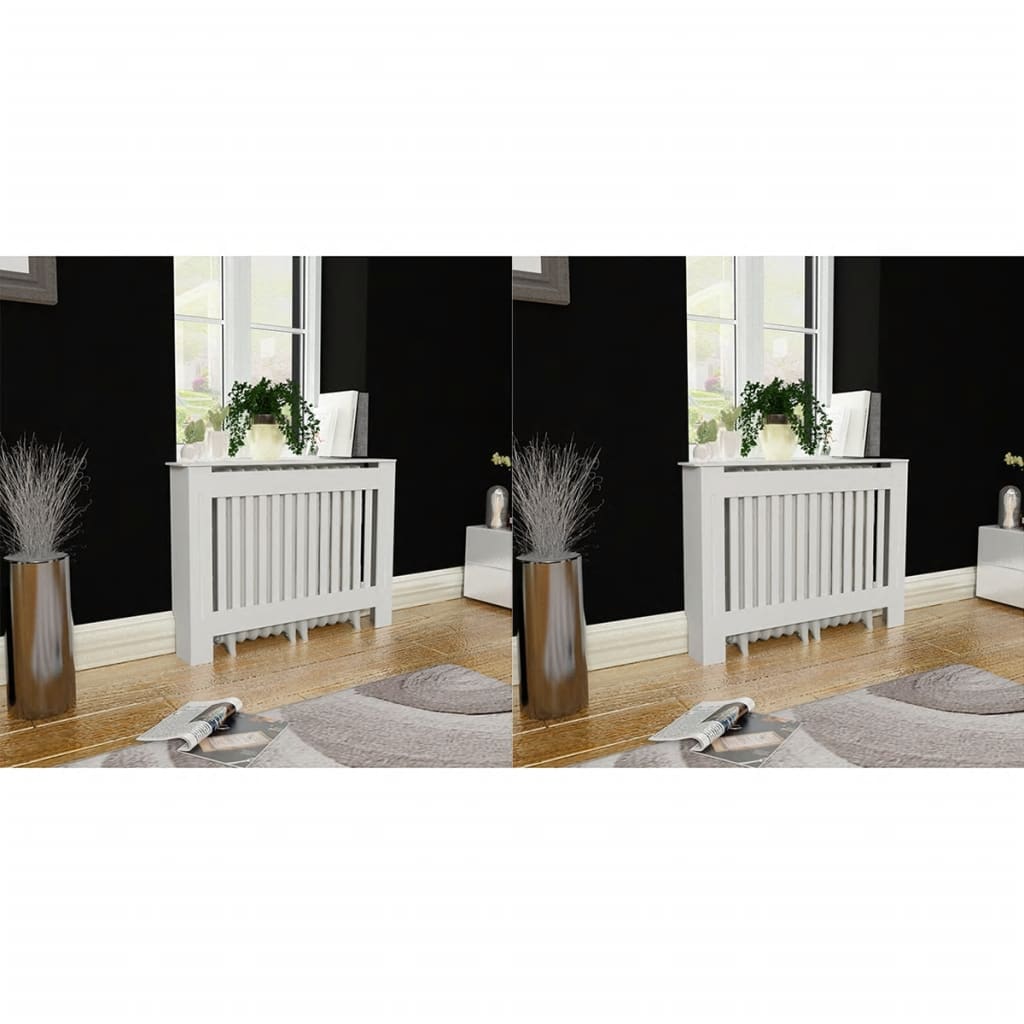 Radiator Covers 2 pcs White 112 cm Engineered Wood