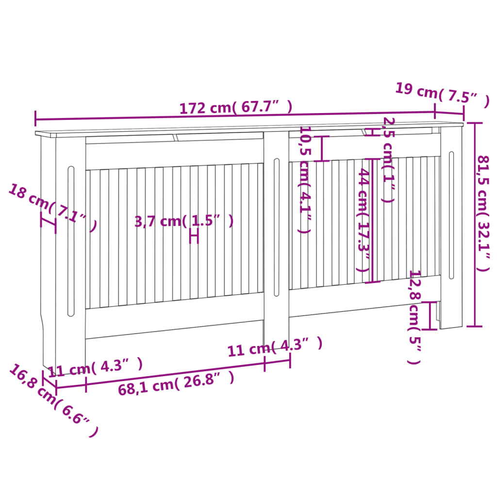 Radiator Covers 2 pcs White 172 cm Engineered Wood