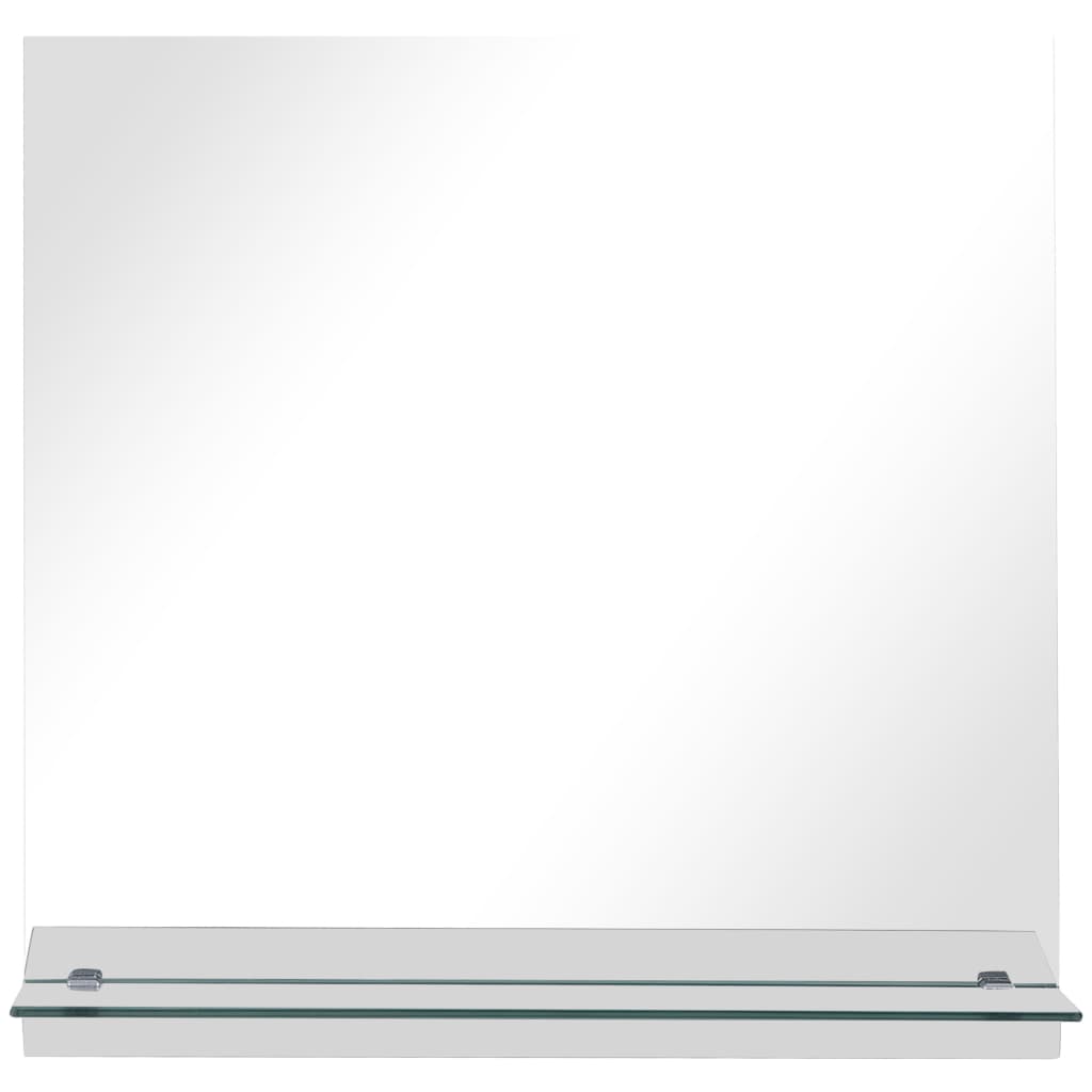 Wall Mirror with Shelf 50x50 cm Tempered Glass