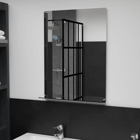 vidaXL Wall Mirror with Shelf 50x70 cm Tempered Glass