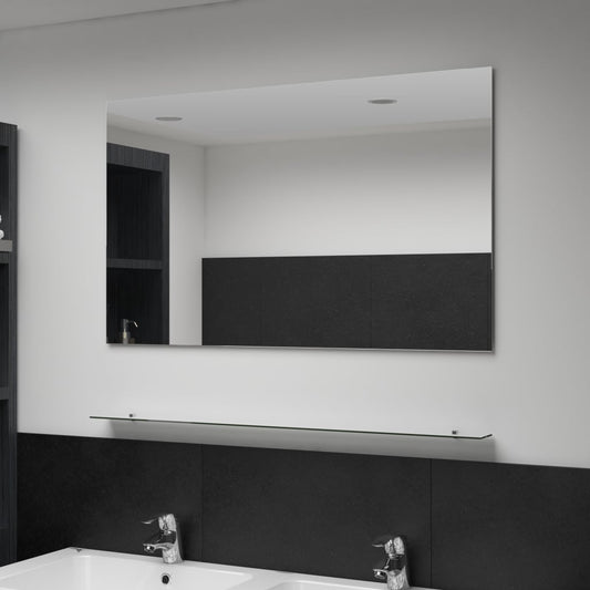 vidaXL Wall Mirror with Shelf 100x60 cm Tempered Glass