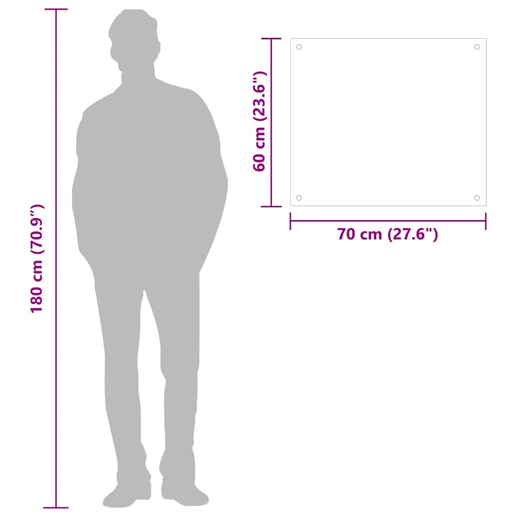 vidaXL Kitchen Backsplash White 70 x 60 cm Tempered Glass