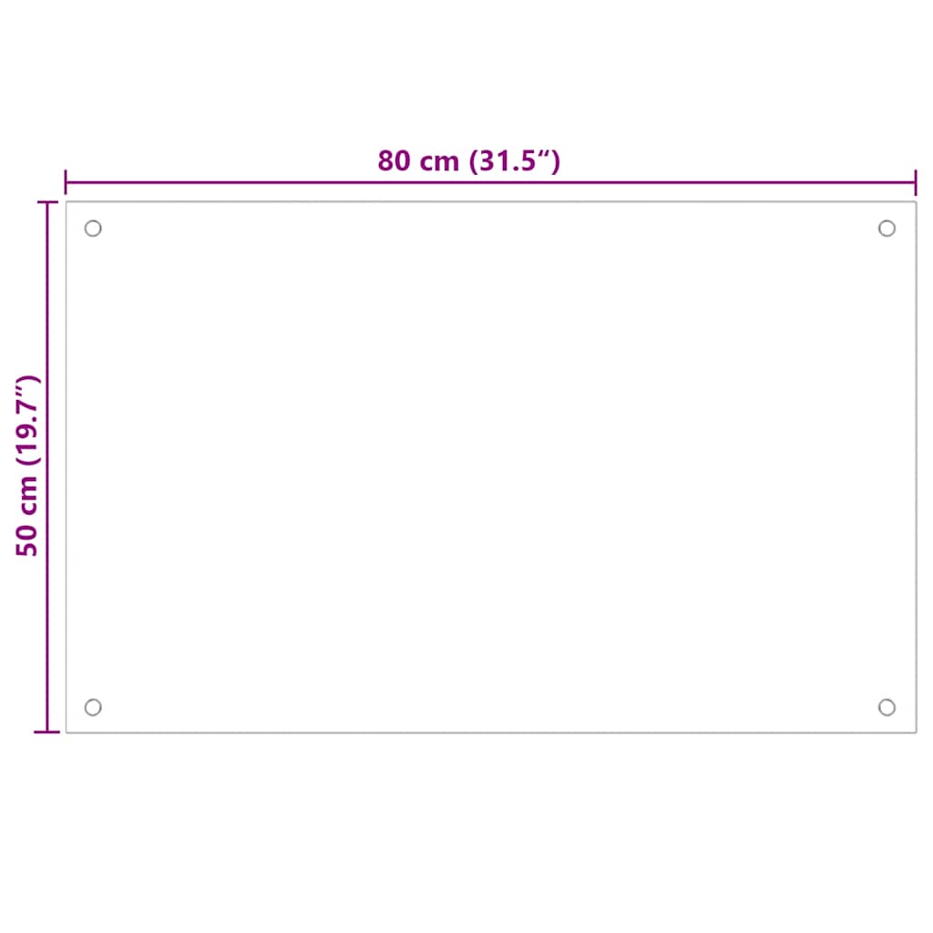 vidaXL Kitchen Backsplash Transparent 80 x 50 cm Tempered Glass