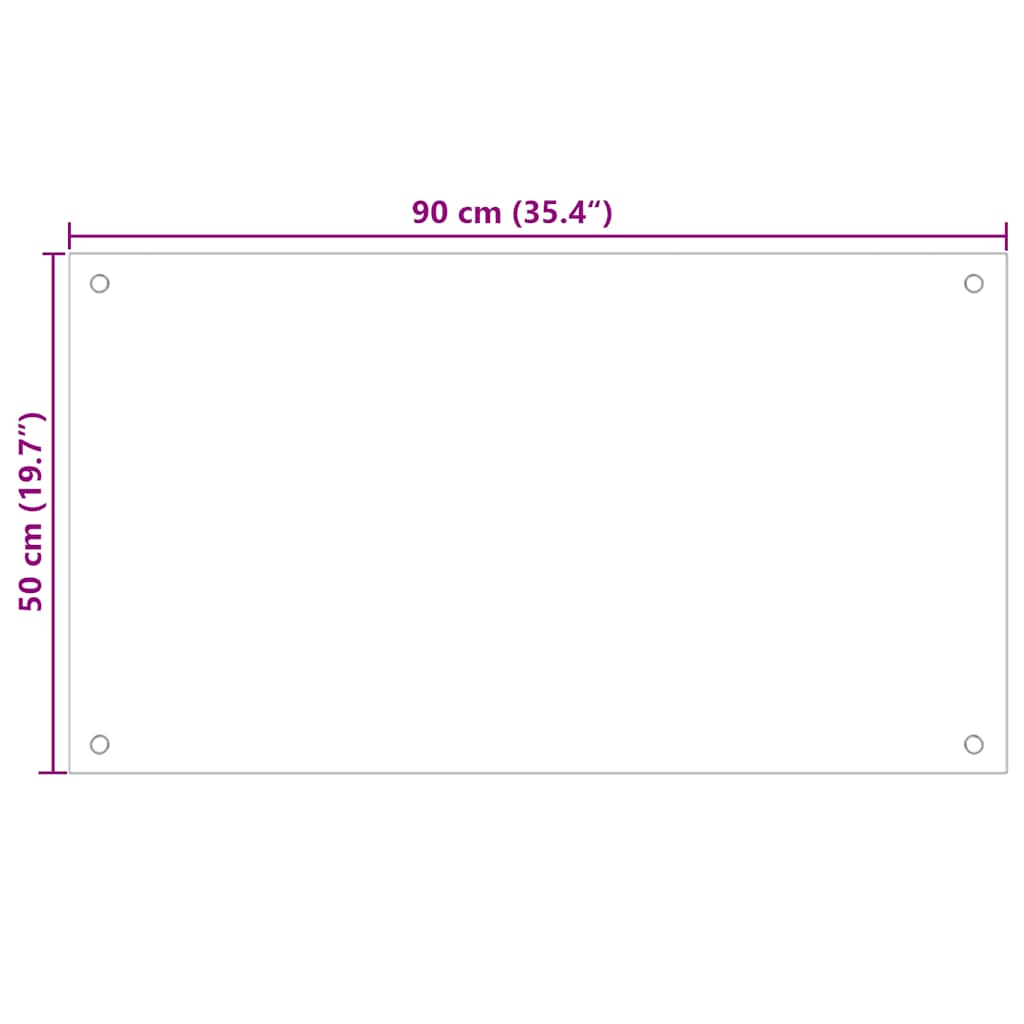 vidaXL Kitchen Backsplash Transparent 90 x 50 cm Tempered Glass