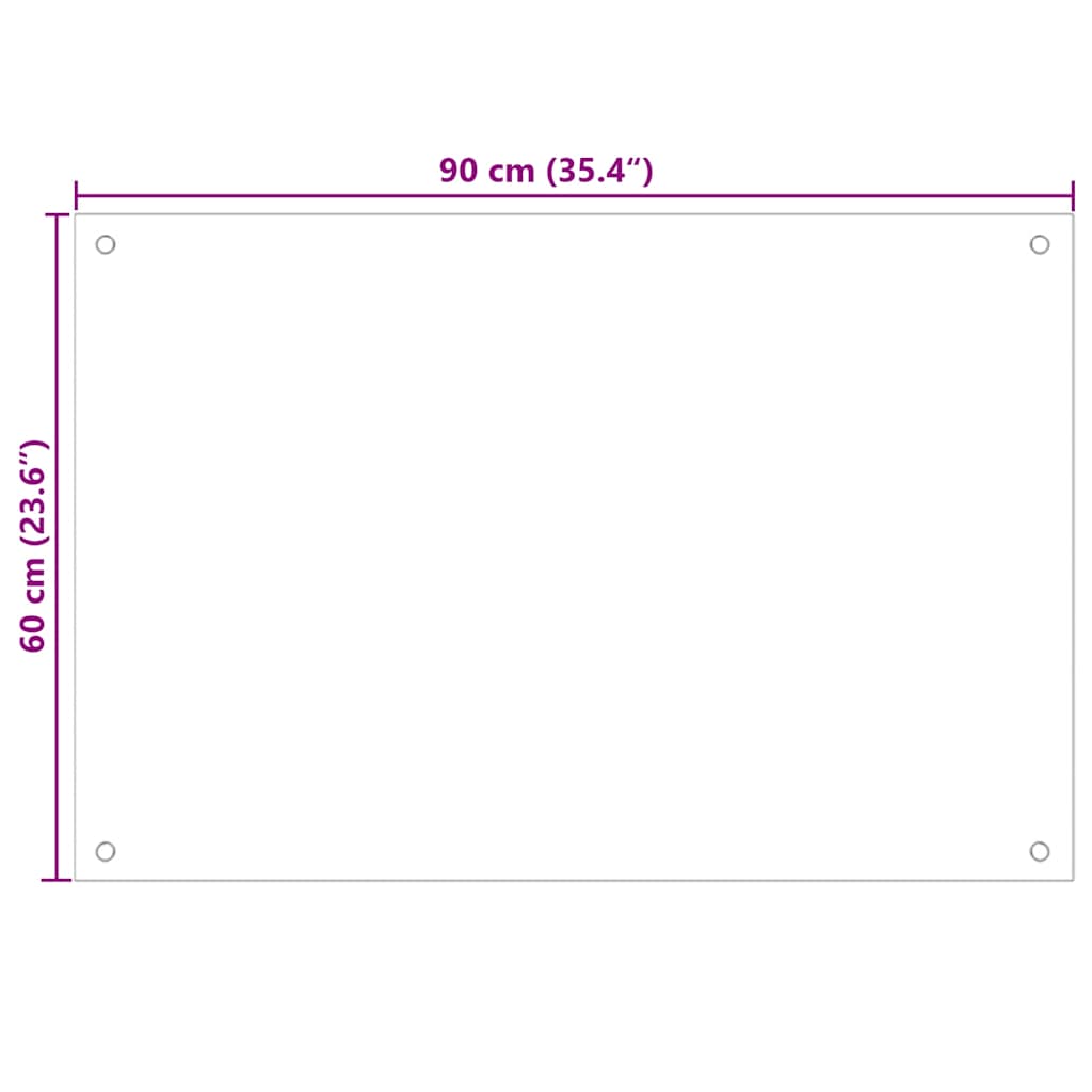 vidaXL Kitchen Backsplash Transparent 90 x 60 cm Tempered Glass