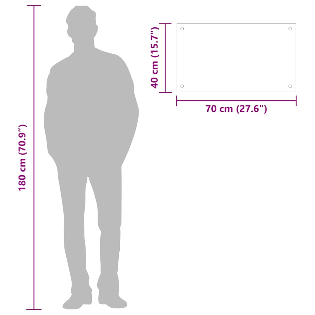 vidaXL Kitchen Backsplash Black 70 x 40 cm Tempered Glass