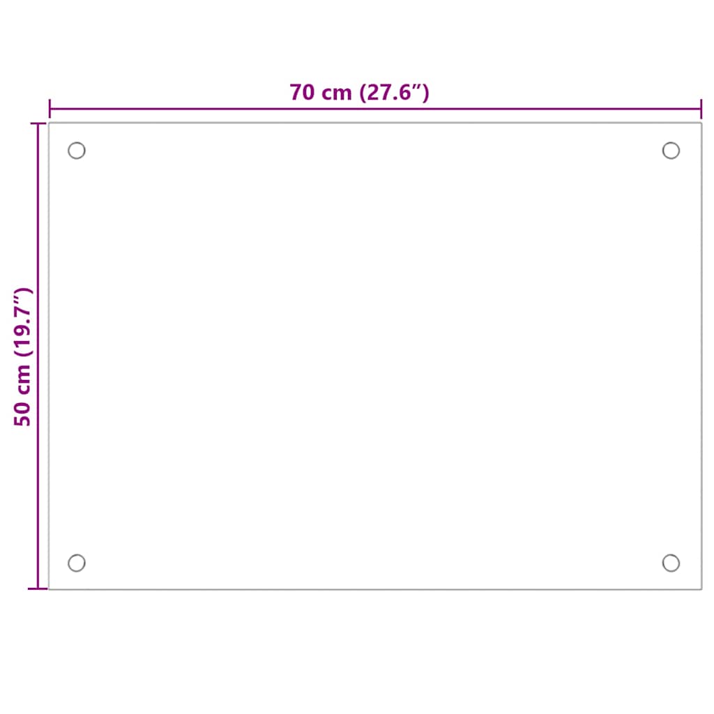 vidaXL Kitchen Backsplash Black 70 x 50 cm Tempered Glass