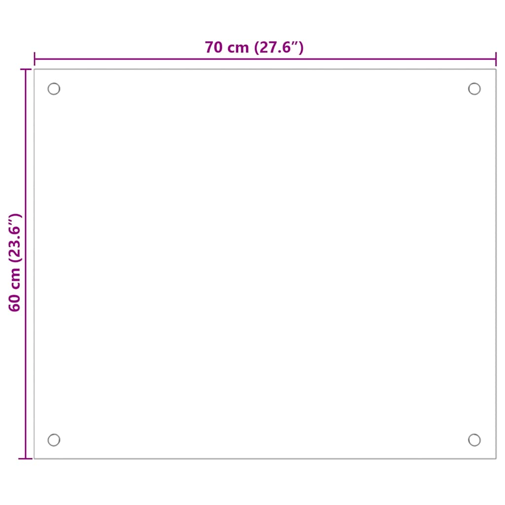 vidaXL Kitchen Backsplash Black 70 x 60 cm Tempered Glass