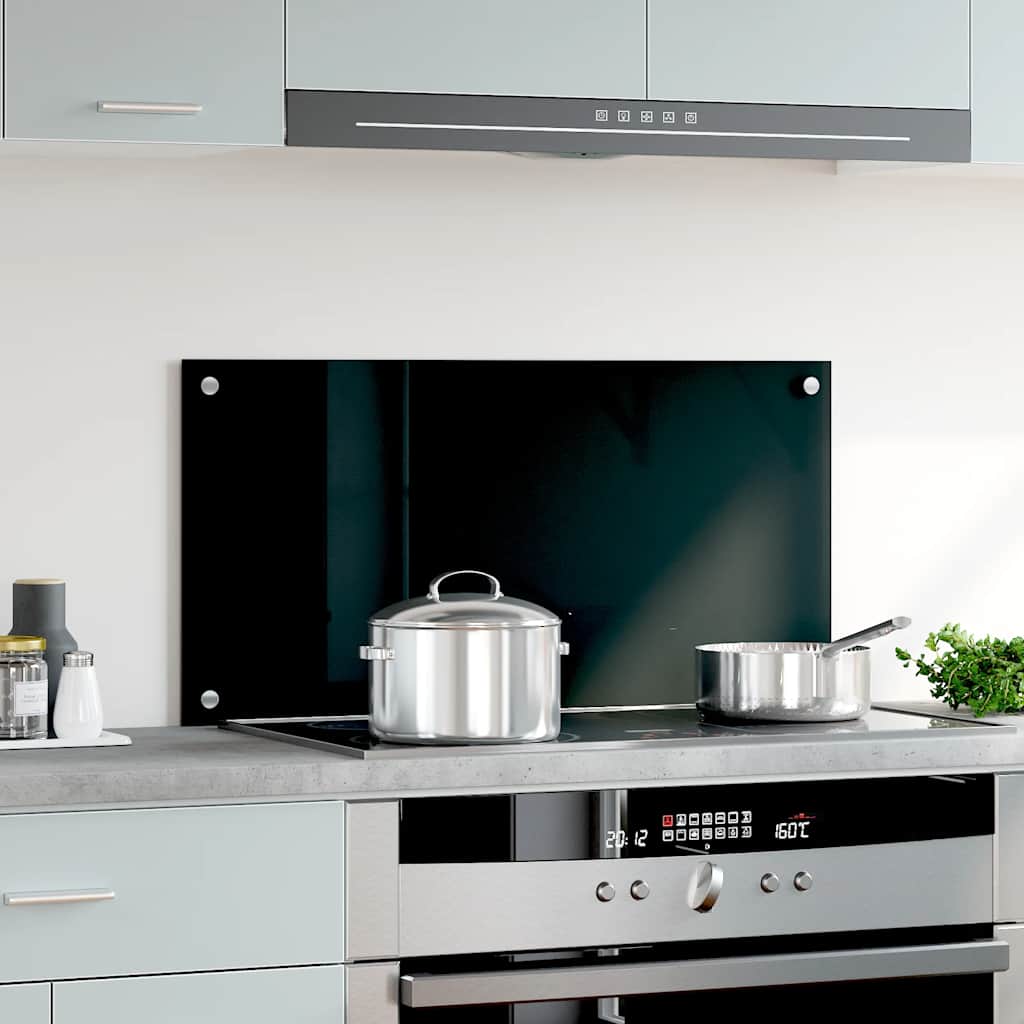 Kitchen Backsplash Black 80 x 40 cm Tempered Glass