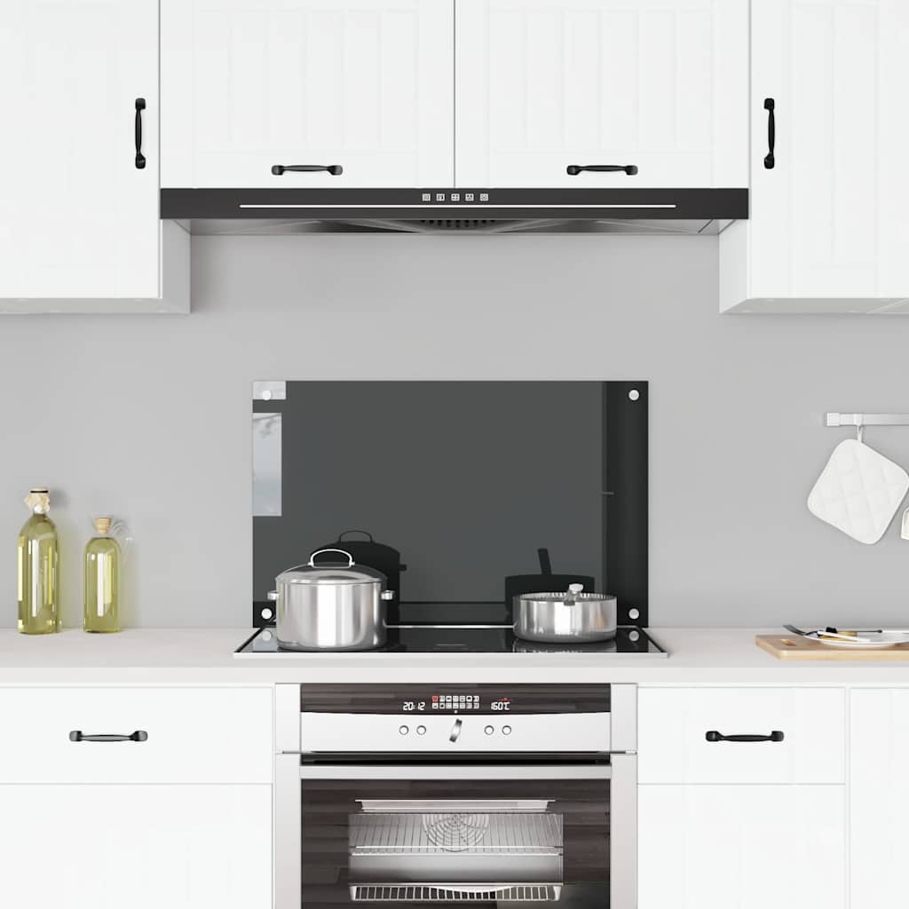 Kitchen Backsplash Black 80 x 50 cm Tempered Glass