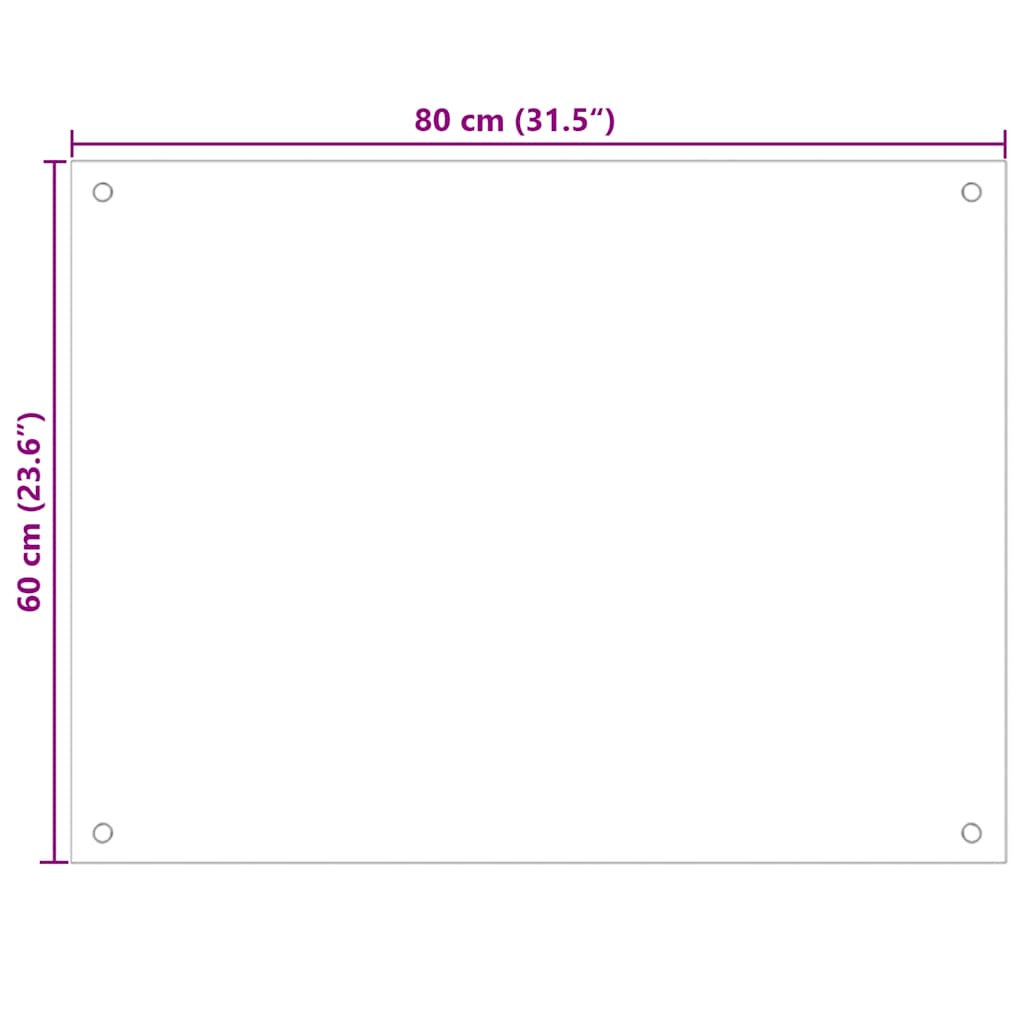 vidaXL Kitchen Backsplash Black 80x60 cm Tempered Glass