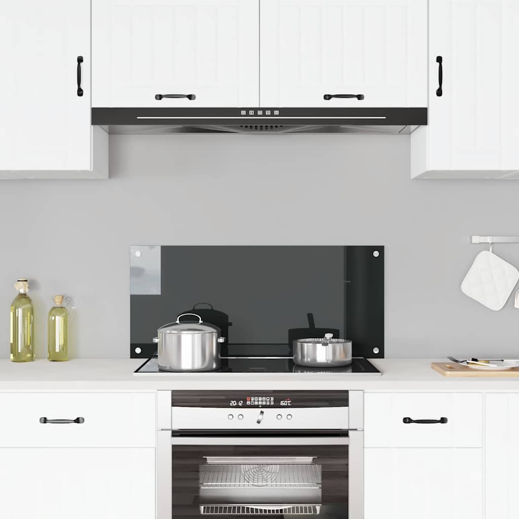 Kitchen Backsplash Black 90 x 40 cm Tempered Glass