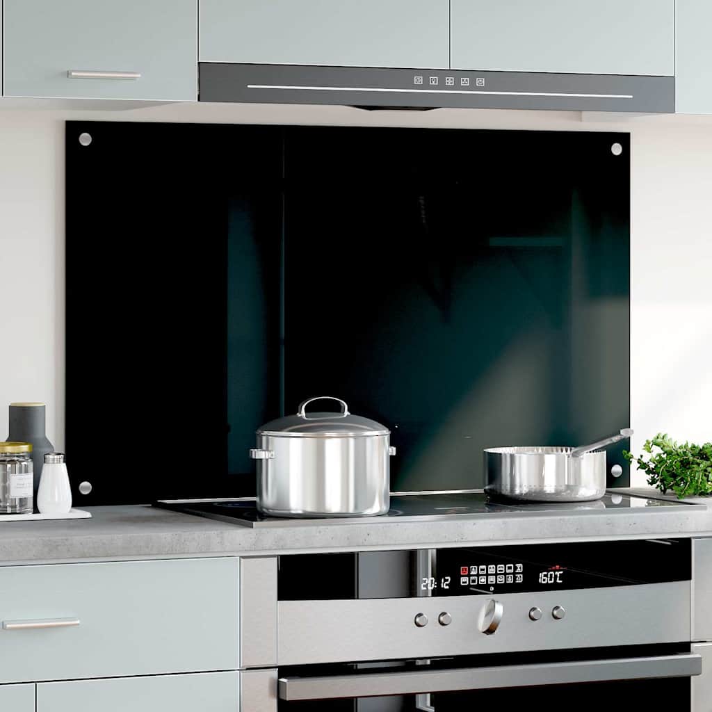 Kitchen Backsplash Black 100 x 60 cm Tempered Glass