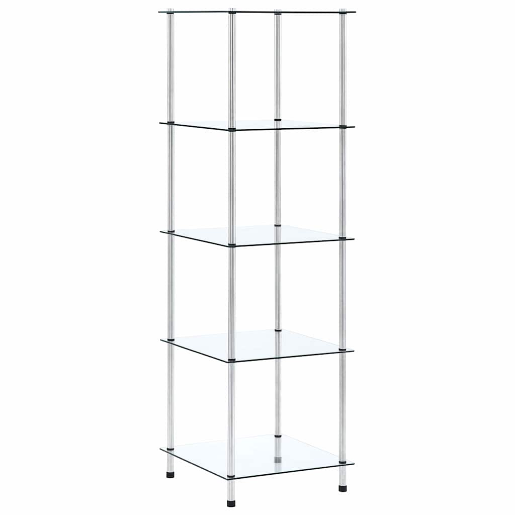 5-Tier Shelf Transparent 40x40x130 cm Tempered Glass
