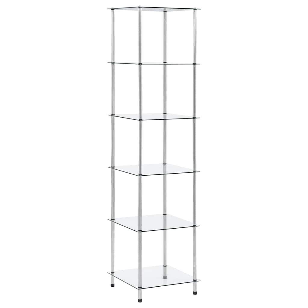 6-Tier Shelf Transparent 40x40x160 cm Tempered Glass