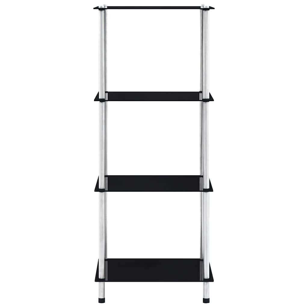 4-Tier Shelf Black 40x40x100 cm Tempered Glass