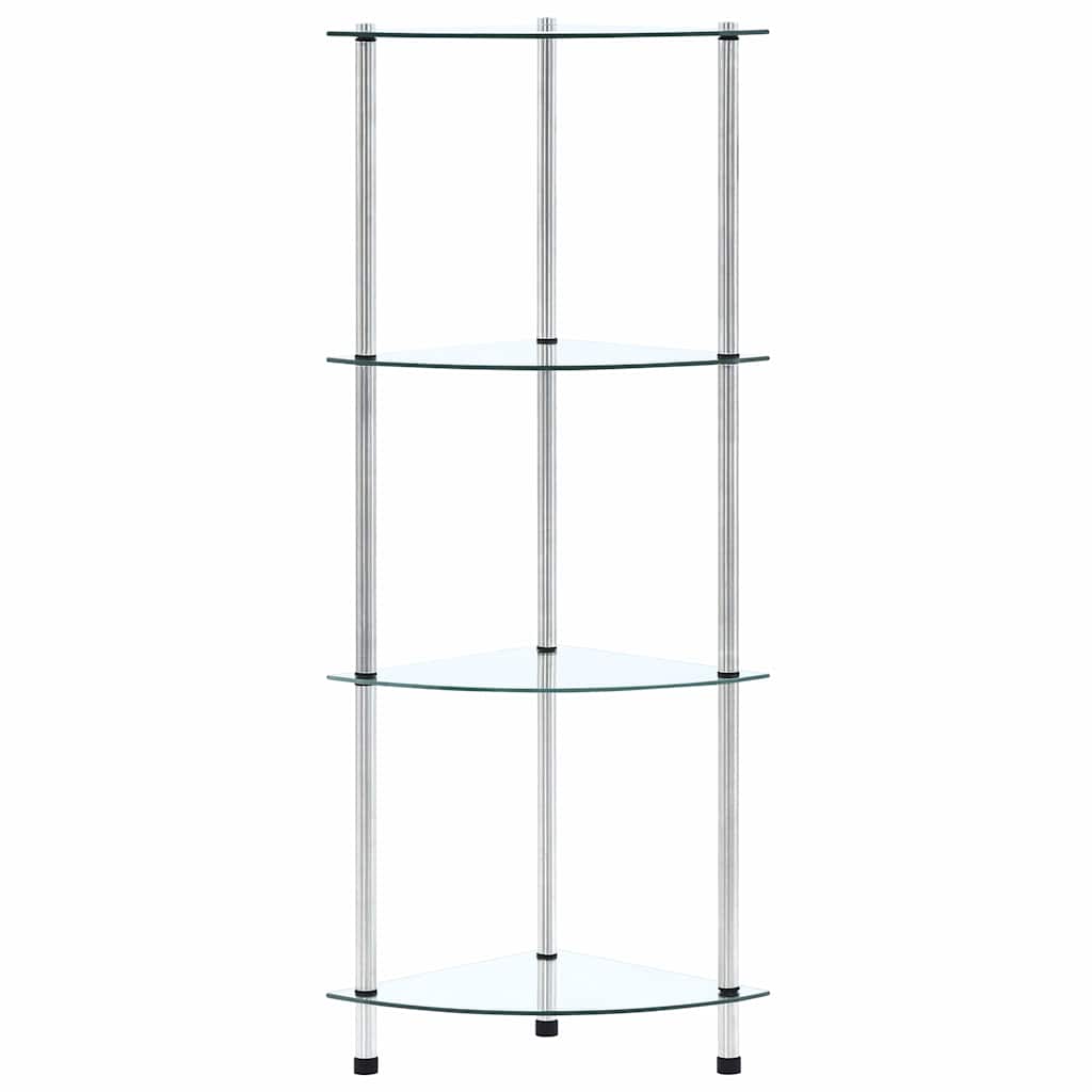 4-Tier Shelf Transparent 30x30x100 cm Tempered Glass