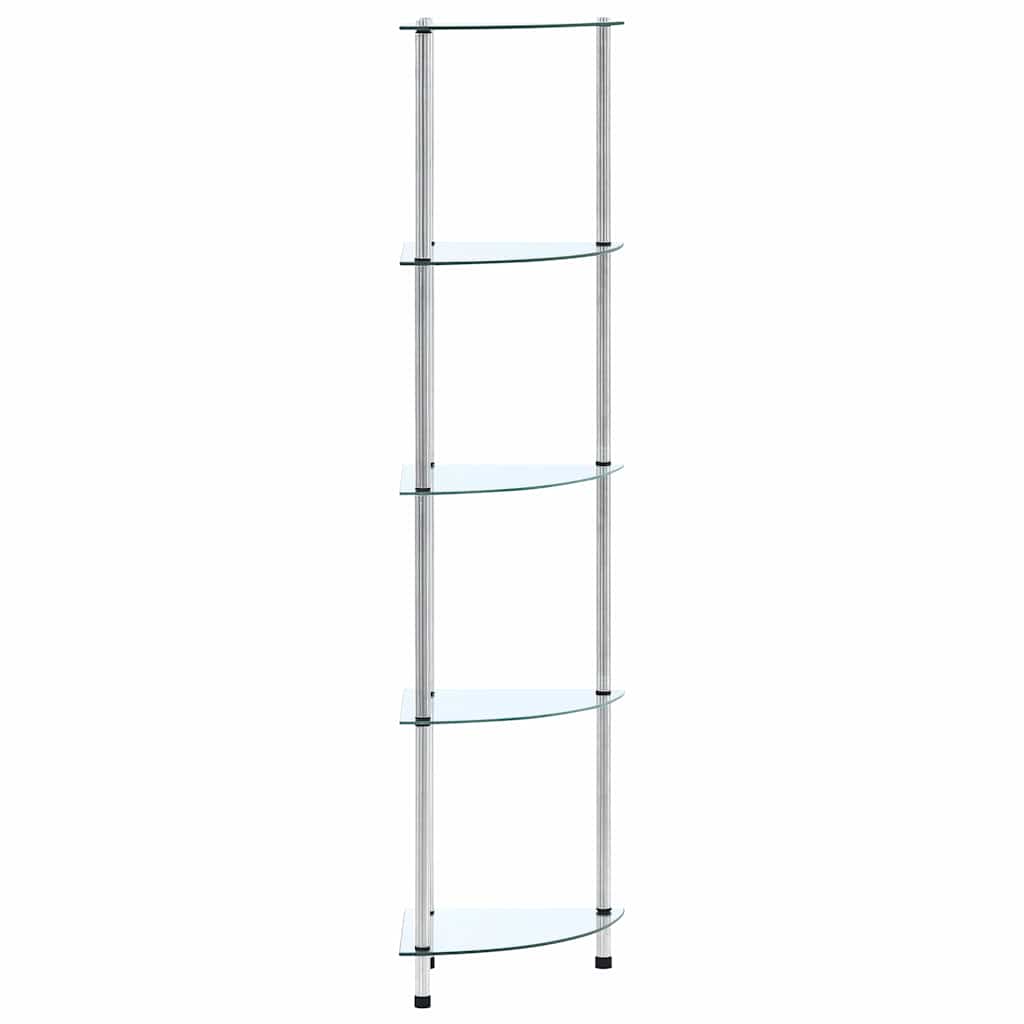 5-Tier Shelf Transparent 30x30x130 cm Tempered Glass
