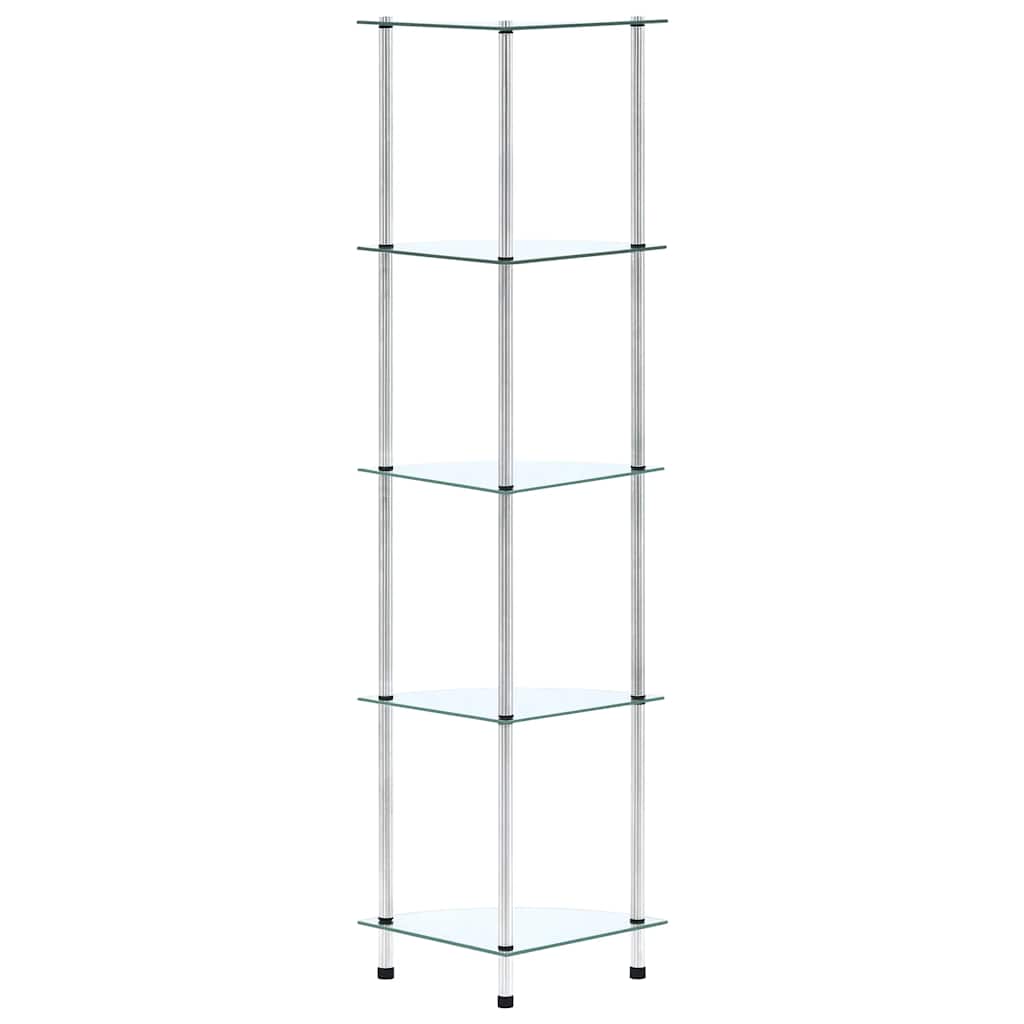 5-Tier Shelf Transparent 30x30x130 cm Tempered Glass
