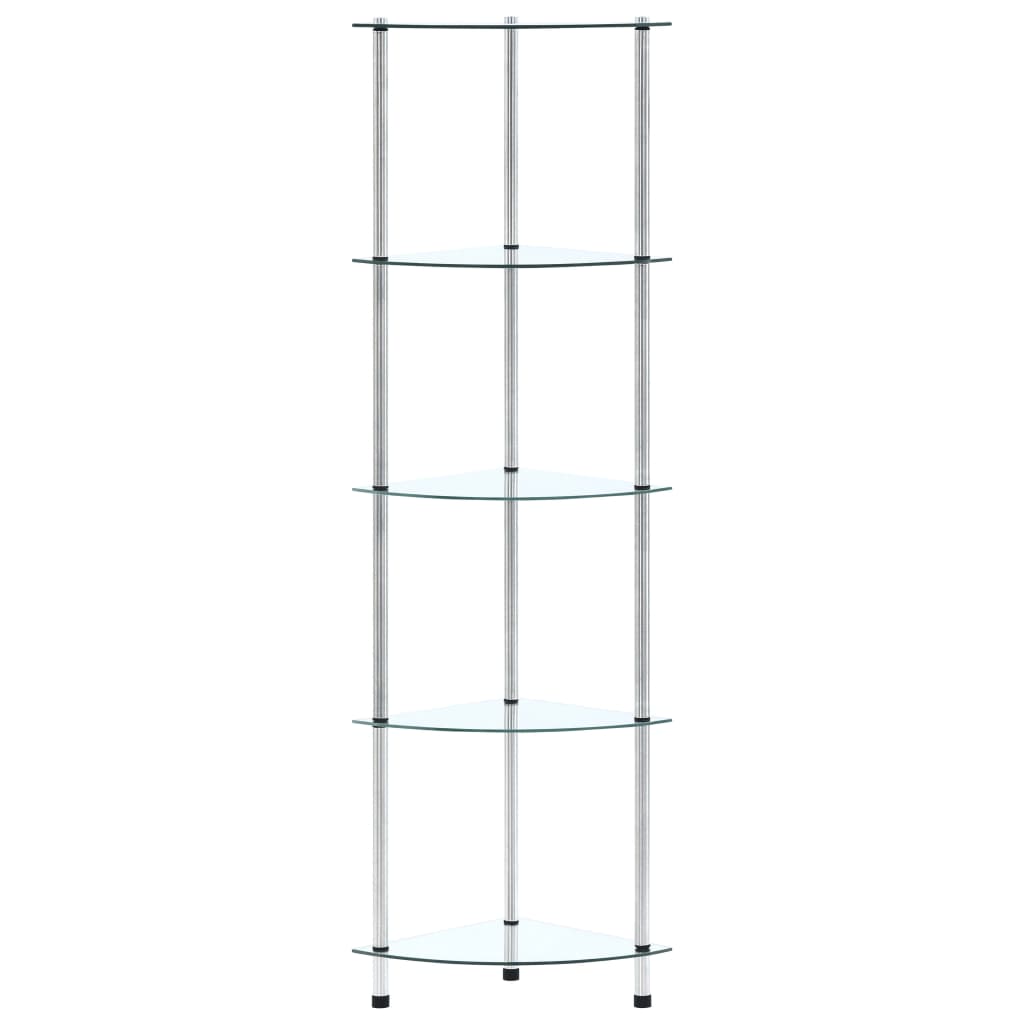 5-Tier Shelf Transparent 30x30x130 cm Tempered Glass