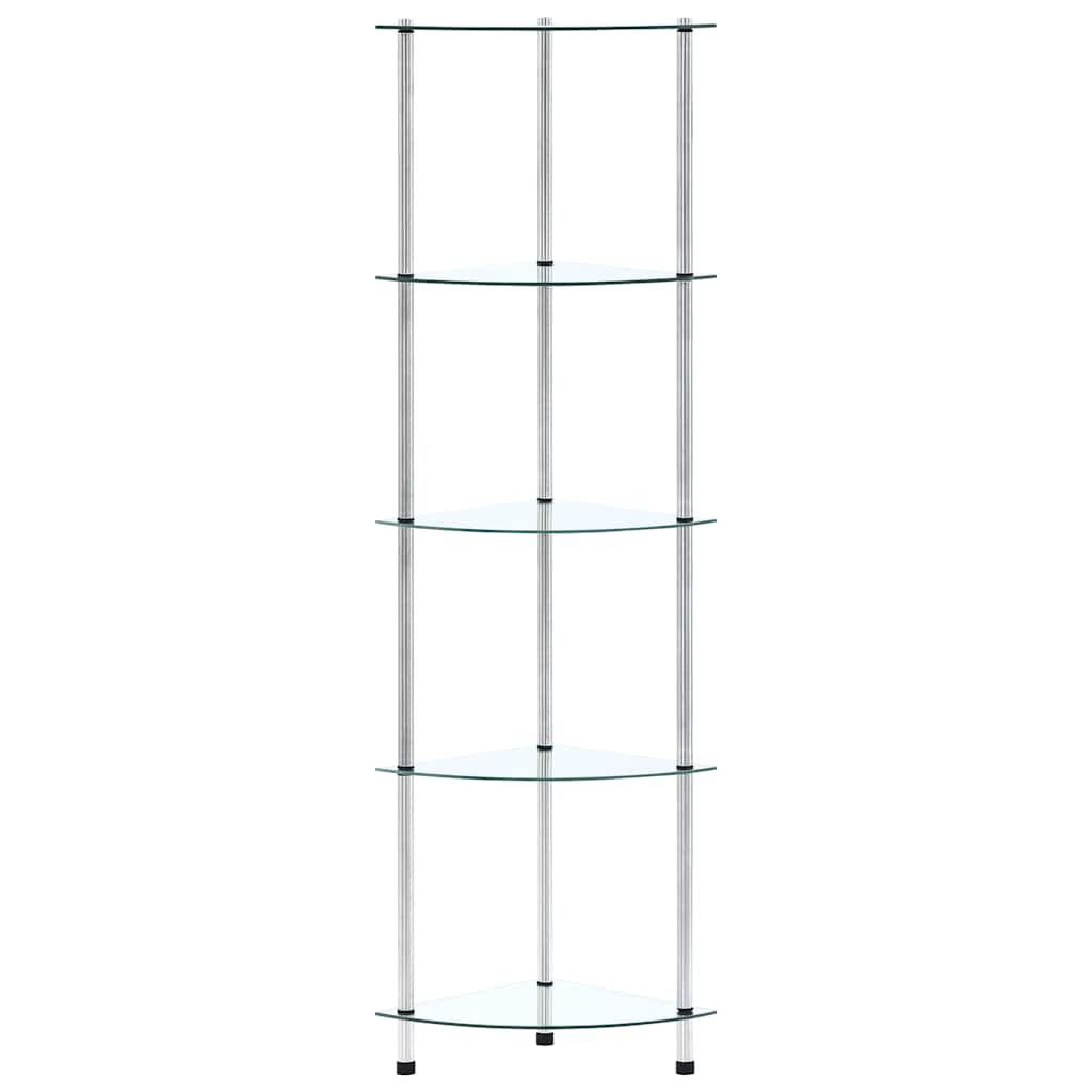 5-Tier Shelf Transparent 30x30x130 cm Tempered Glass