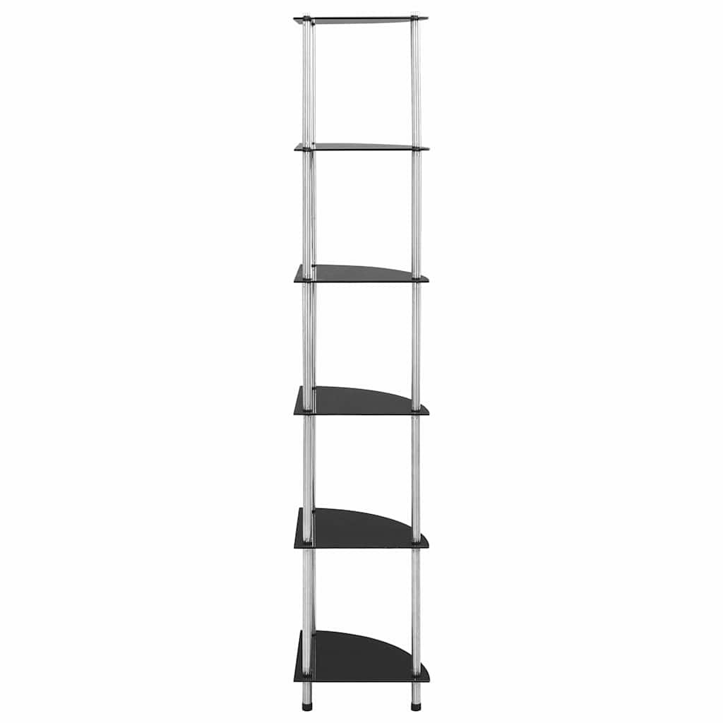 6-Tier Shelf Black 30x30x160 cm Tempered Glass