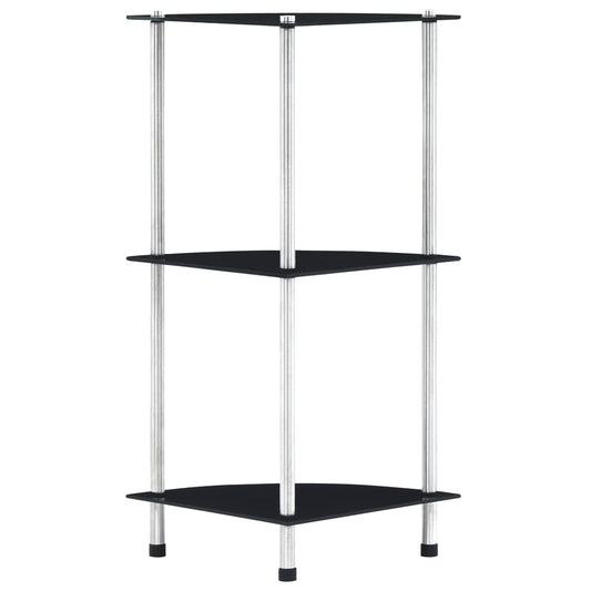 Shelf | Black | Tempered glass and aluminium | 30x30x67 cm | Shelf