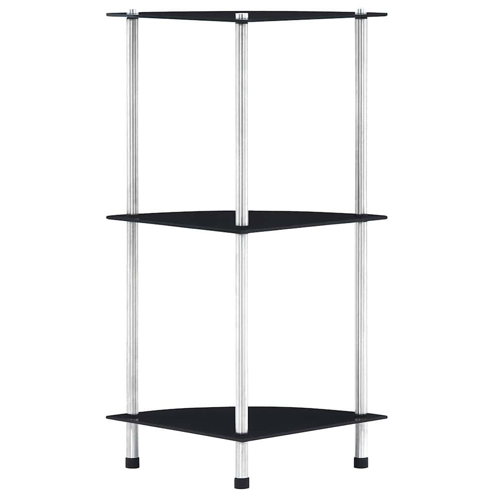 3-Tier Shelf Black 30x30x67 cm Tempered Glass