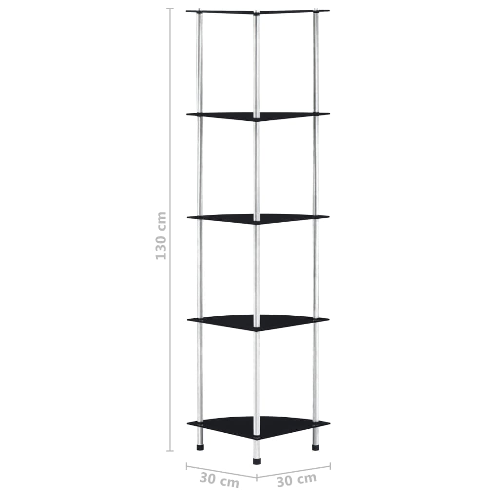 Shelf | Black | Tempered glass | 30x30x130 cm | Shelf | Square | Modern