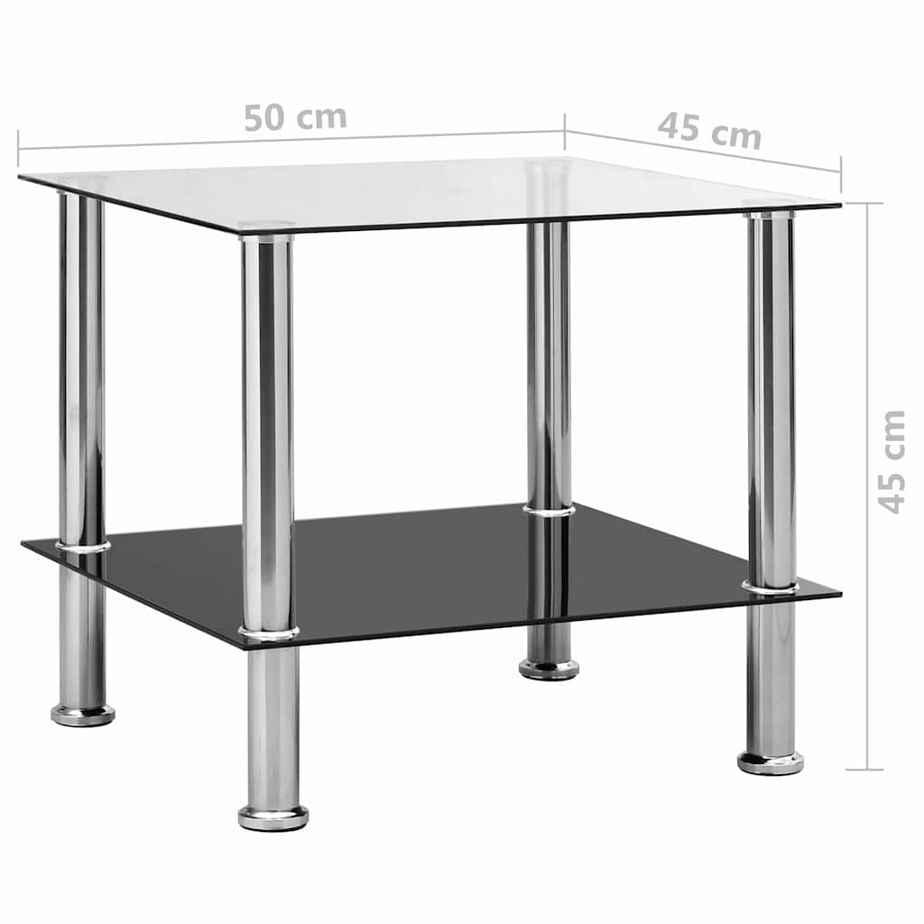 249529 vidaXL Side Table Transparent 45x50x45 cm Tempered Glass