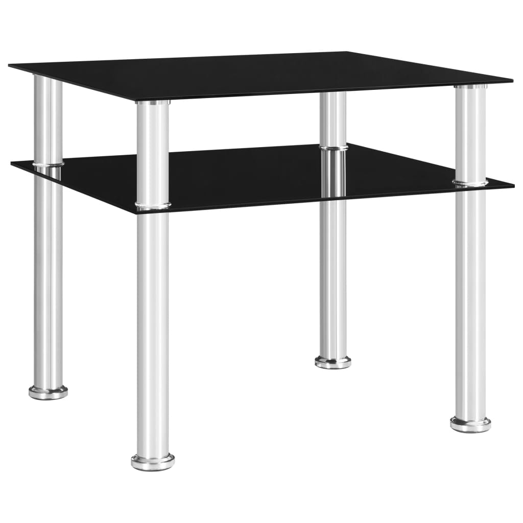 249530 vidaXL Side Table Black 45x50x45 cm Tempered Glass