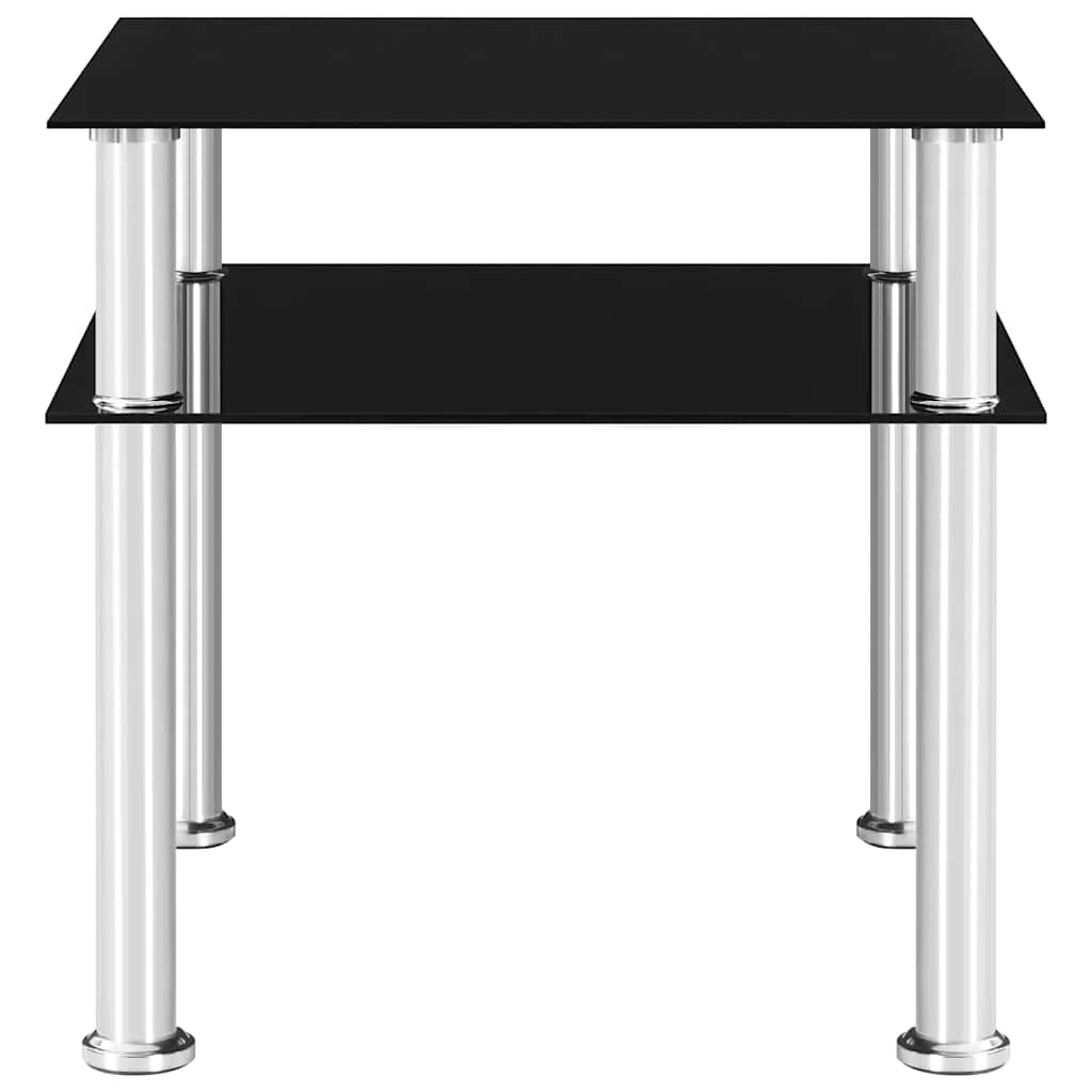 249530 vidaXL Side Table Black 45x50x45 cm Tempered Glass