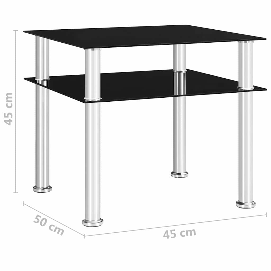 249530 vidaXL Side Table Black 45x50x45 cm Tempered Glass