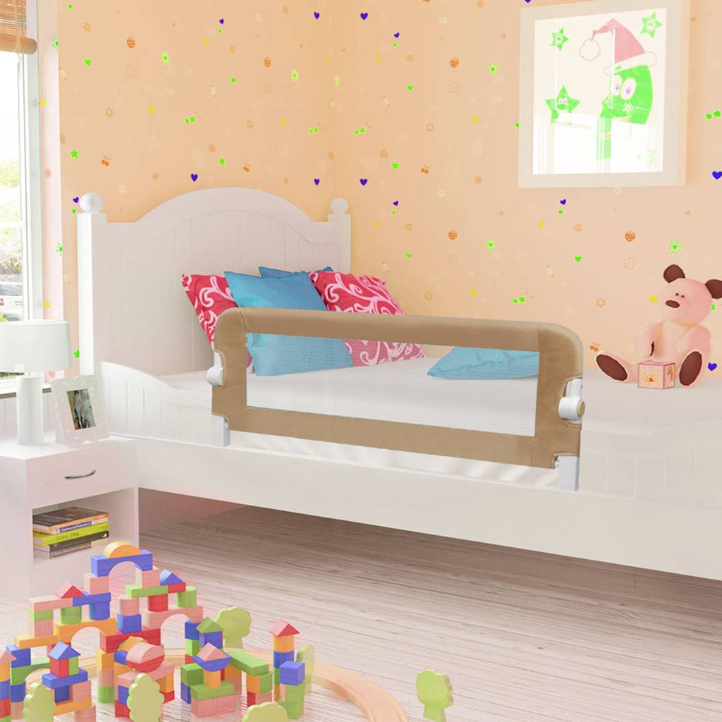 vidaXL Toddler Safety Bed Rail Taupe 102x42 cm Polyester