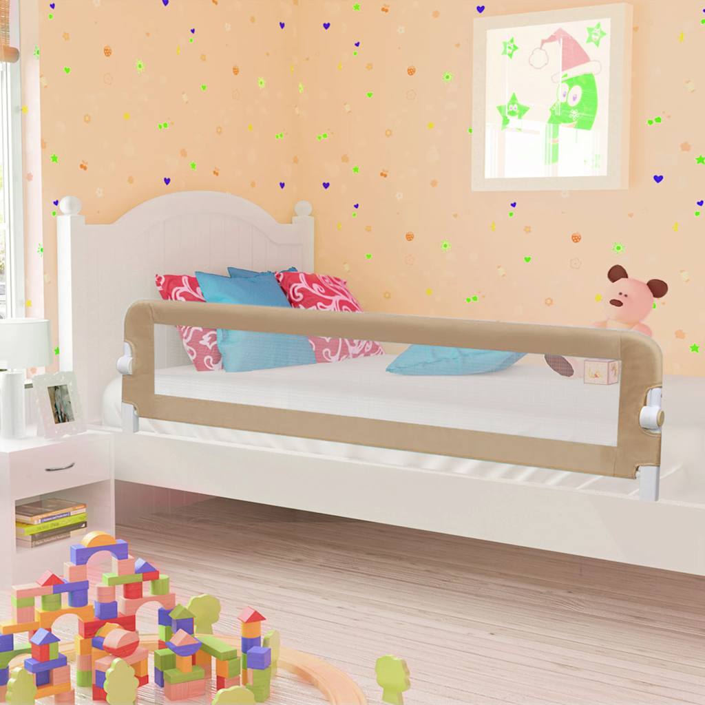 vidaXL Toddler Safety Bed Rail Taupe 180x42 cm Polyester