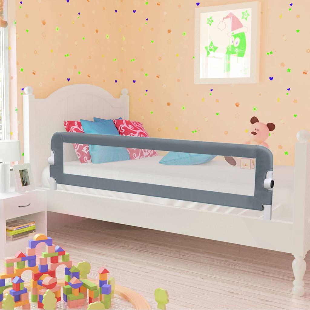 vidaXL Toddler Safety Bed Rail Grey 120x42 cm Polyester