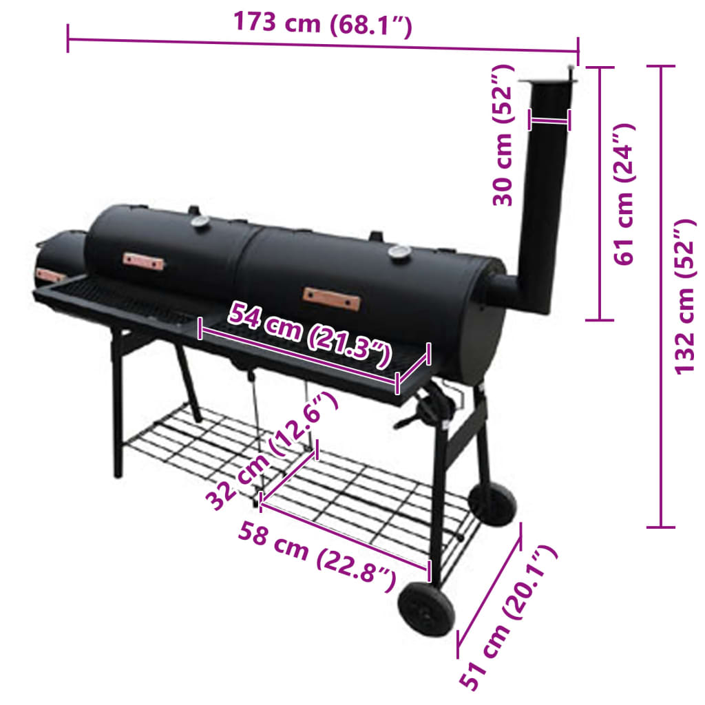 vidaXL Smoker BBQ Nevada XL Black