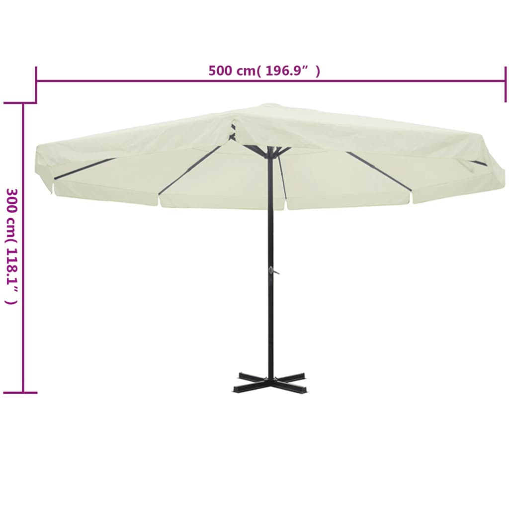 Garden Parasol White Aluminium 500 cm