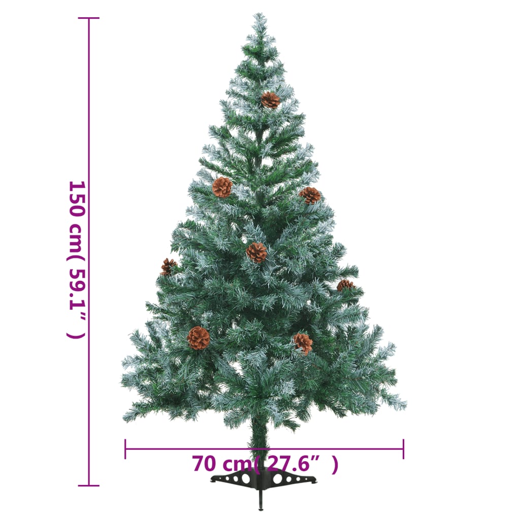 vidaXL Frosted Christmas Tree with Pinecones 150 cm