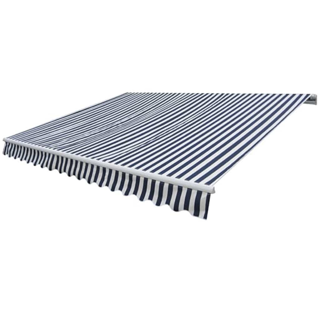 Manual Awning 3 x 2.5 m Blue and White Stripe 100% Polyester